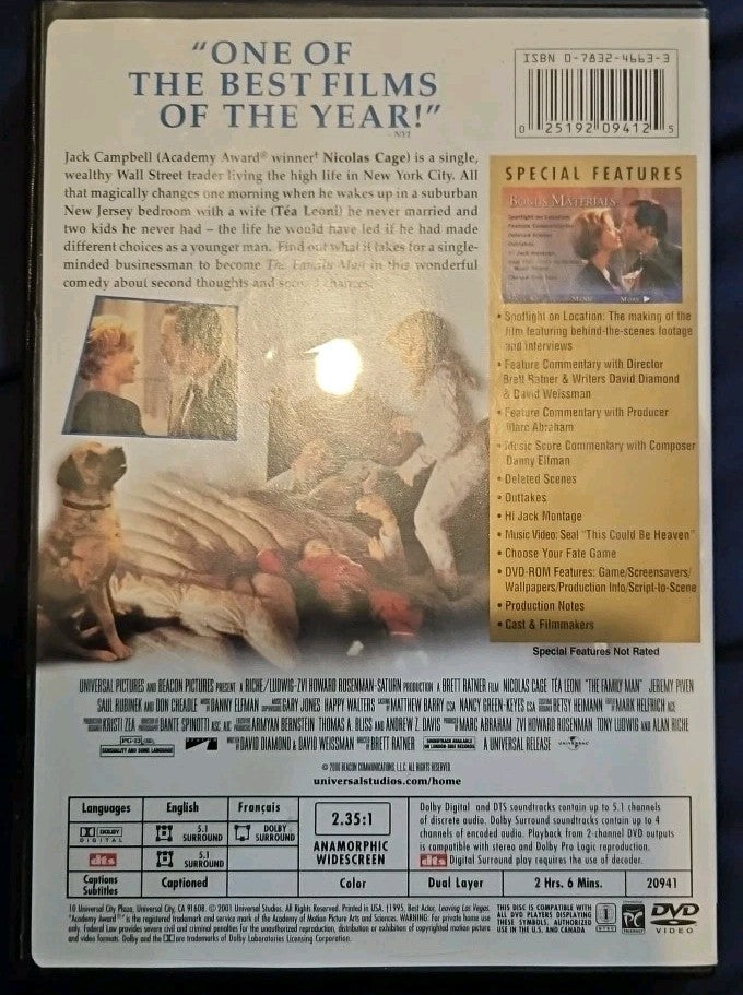 The Family Man (DVD, 2001) Tested. New Case