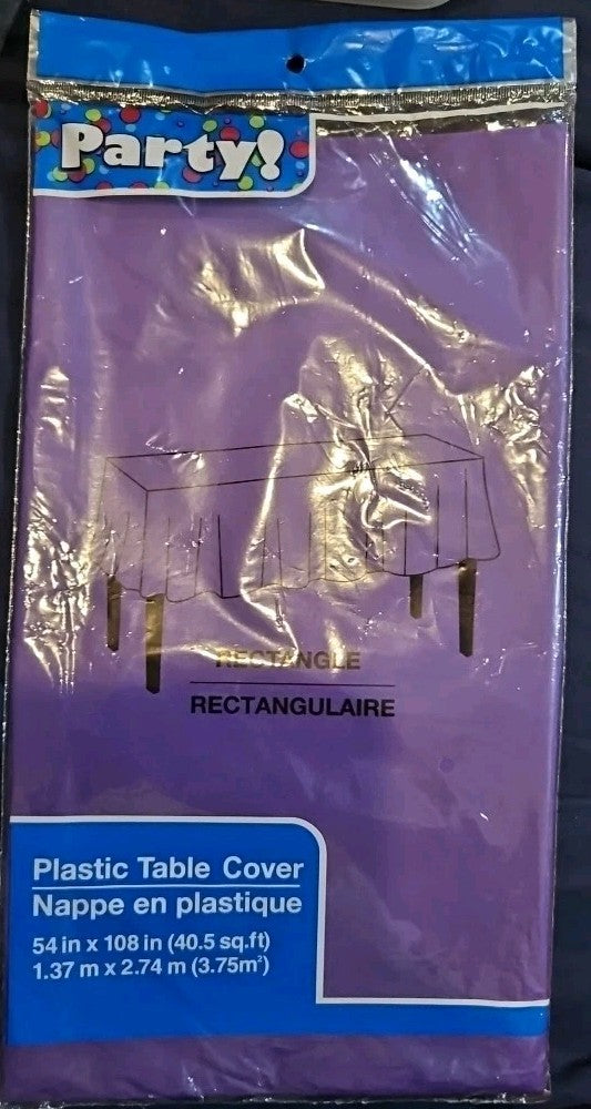 Plastic Table Cover 54 X 108 Purple NEW