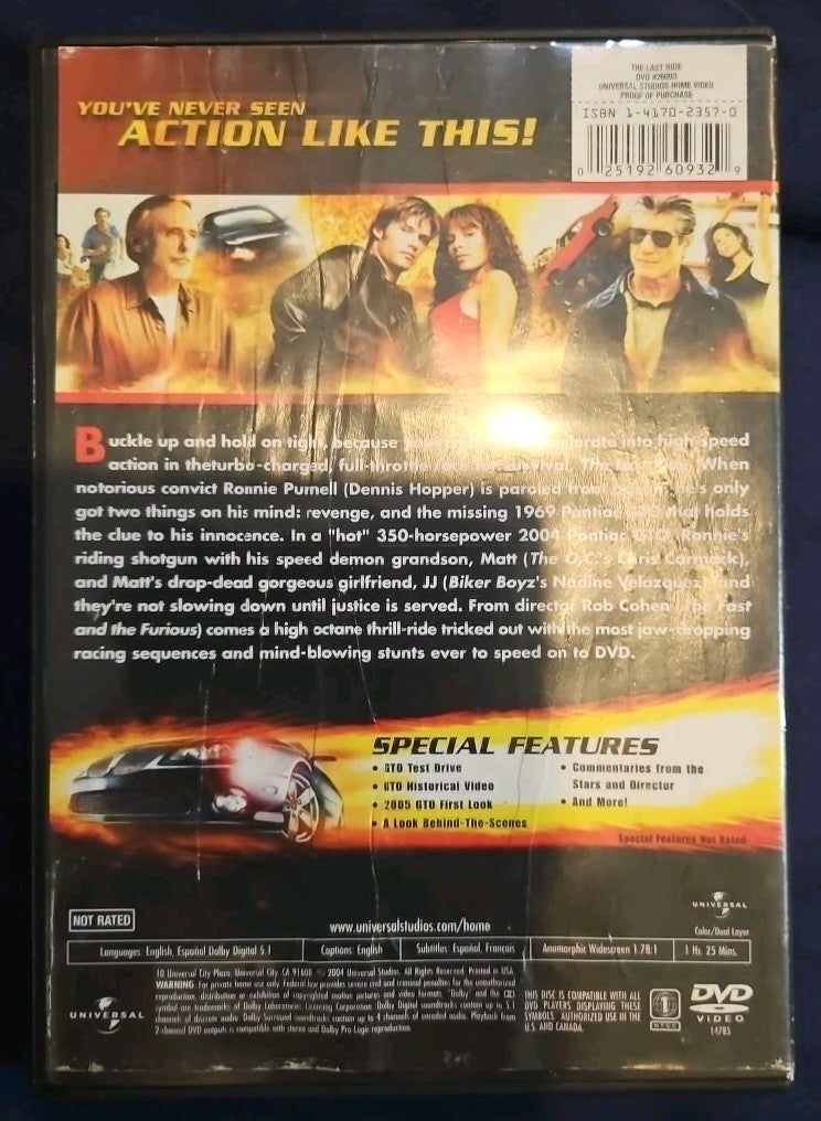 The Last Ride (DVD, 2004) Tested. New Case. Resealed