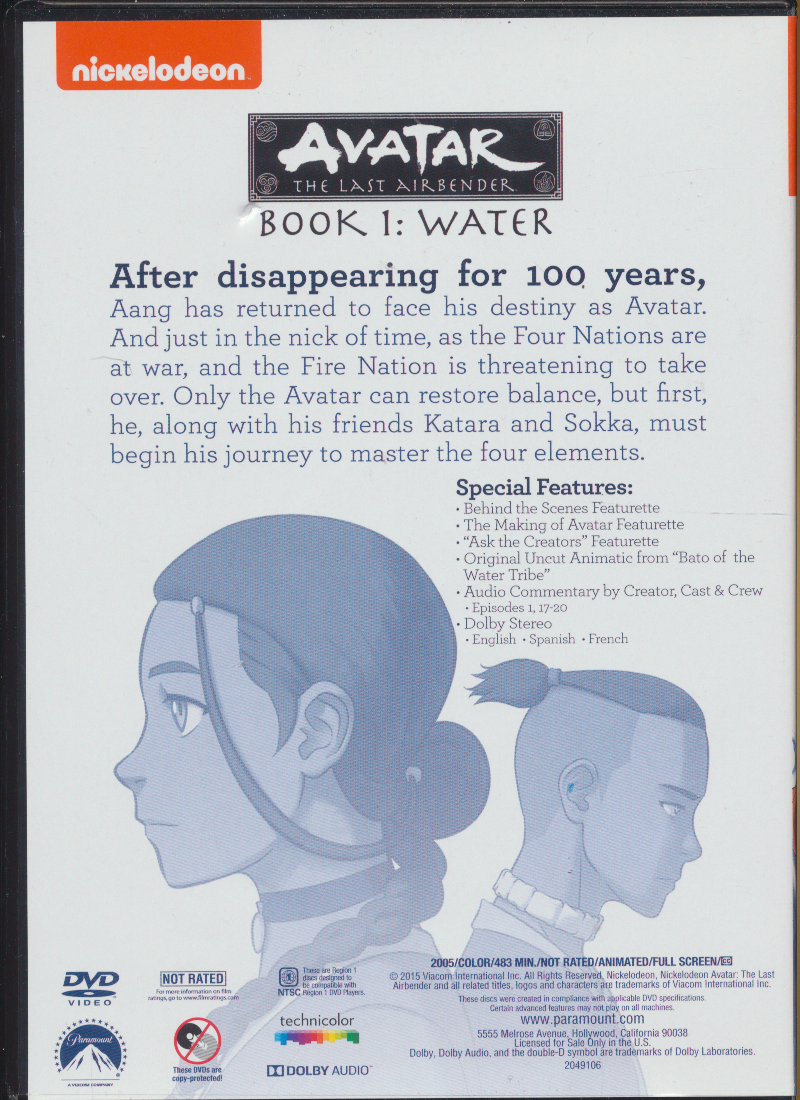 Avatar: The Last Airbender - Book 1: Water  (DVD)