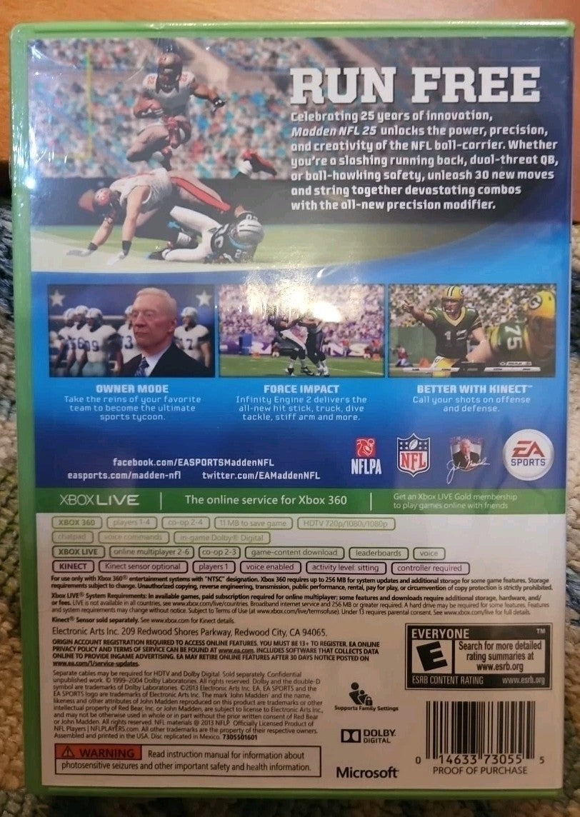 Madden NFL 25 (Microsoft Xbox 360) Tested. No Scratches. New Case. Resealed