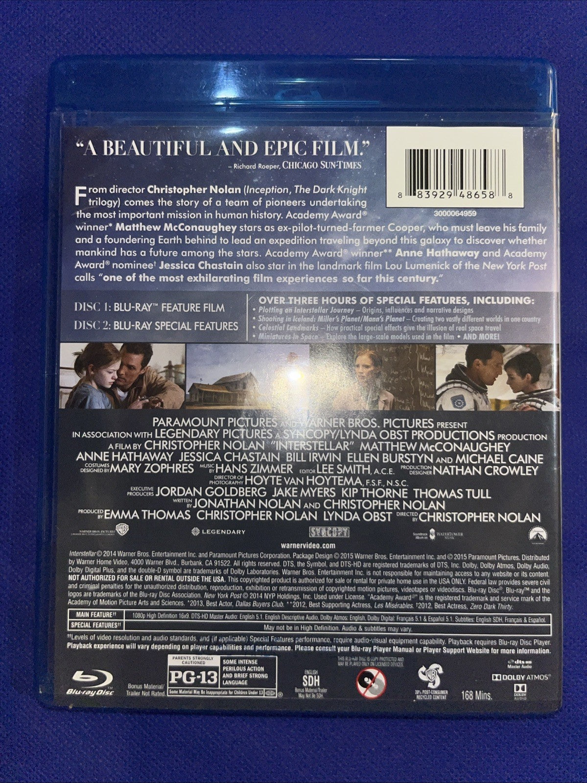 Interstellar: Special Features Only Blu-ray) Missing Actual Movie.