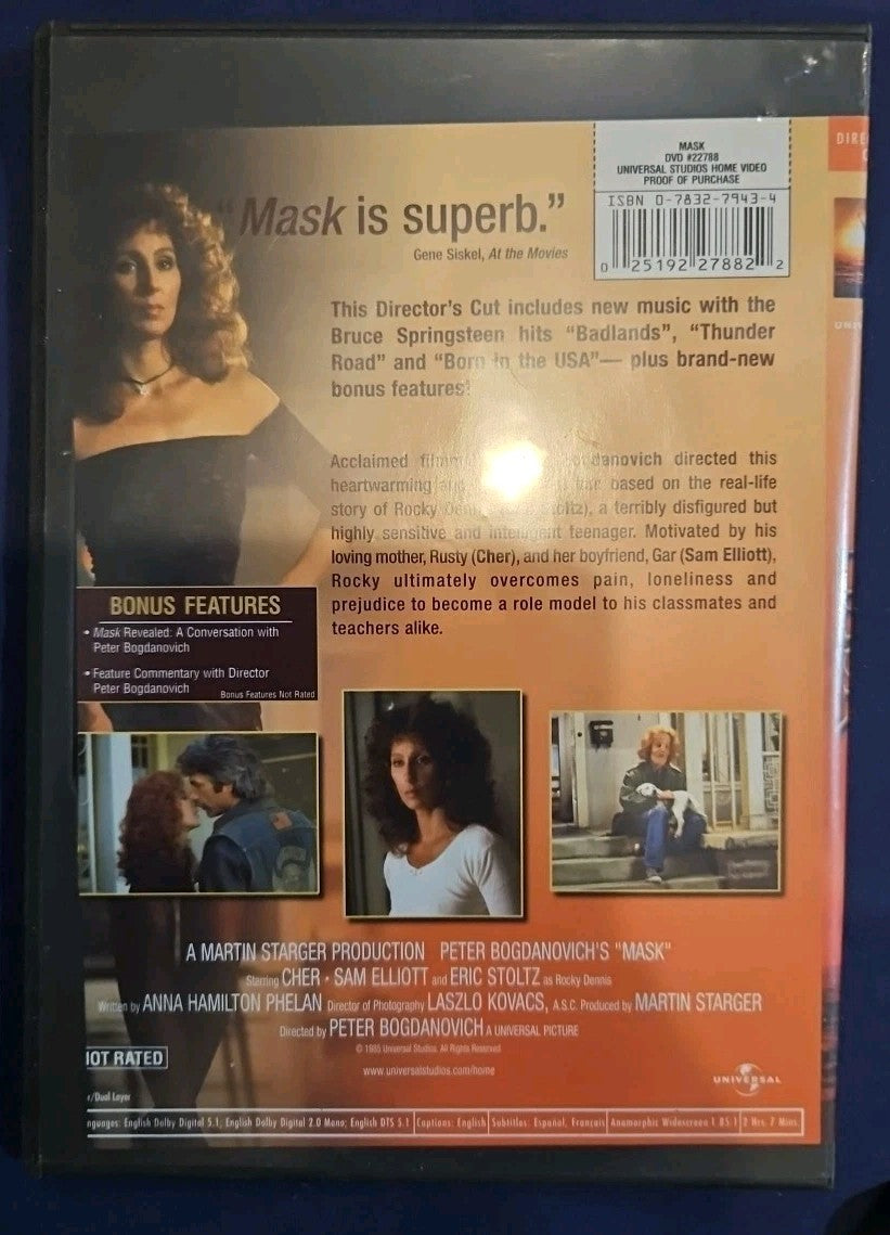 Mask (DVD, 1985) Slimcase. Artwork Cropped. Tested