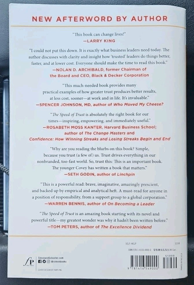 SPEED of Trust : The One Thing That Changes Everything by Stephen M. R. Covey...