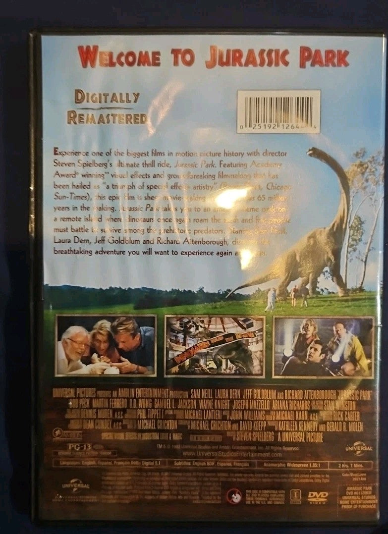 Jurassic Park (DVD, 1993) Moisture Damaged Artwork. Tested