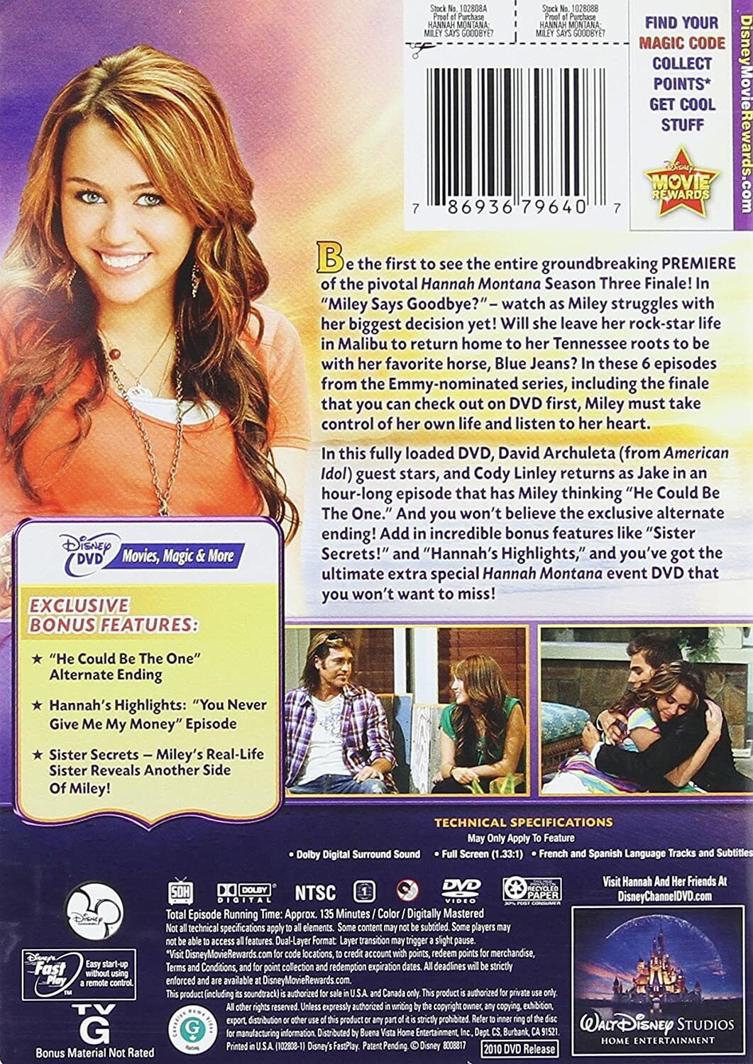 Hannah Montana: Miley Says Goodbye (DVD, 2010)