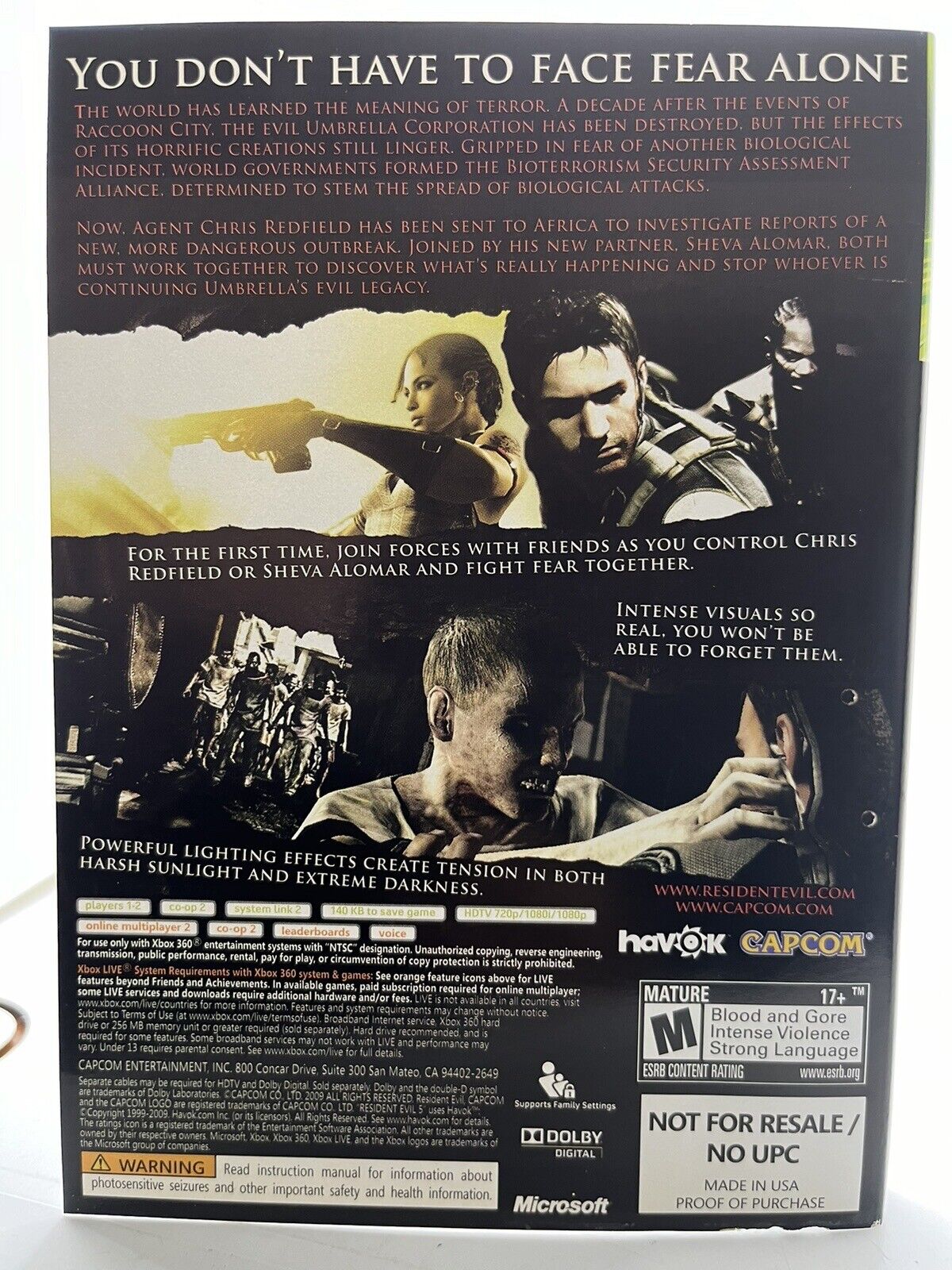 Resident Evil 5 (Microsoft Xbox 360, 2009)