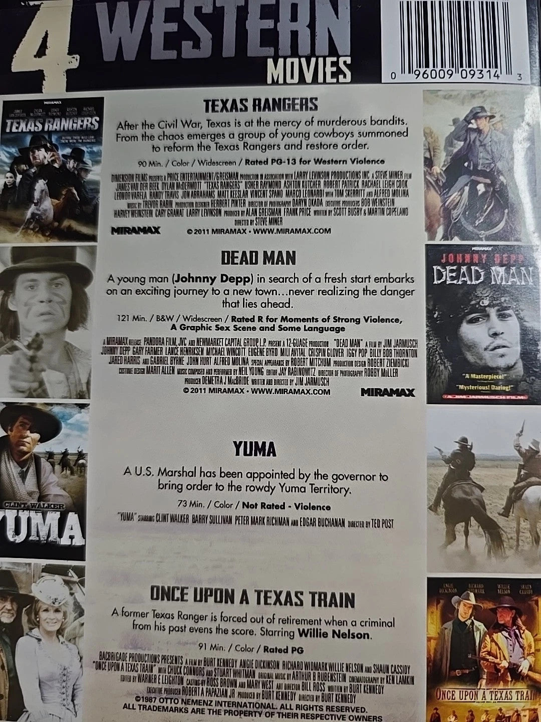 4-Movies Western: Featuring Johnny Depp in Dead Man (DVD) New