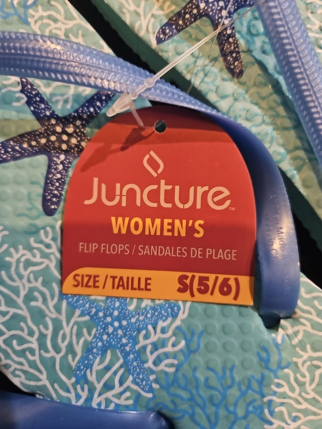 Women’s Juncture Flip Flops Teal Starfish Size Small (5/6) New!