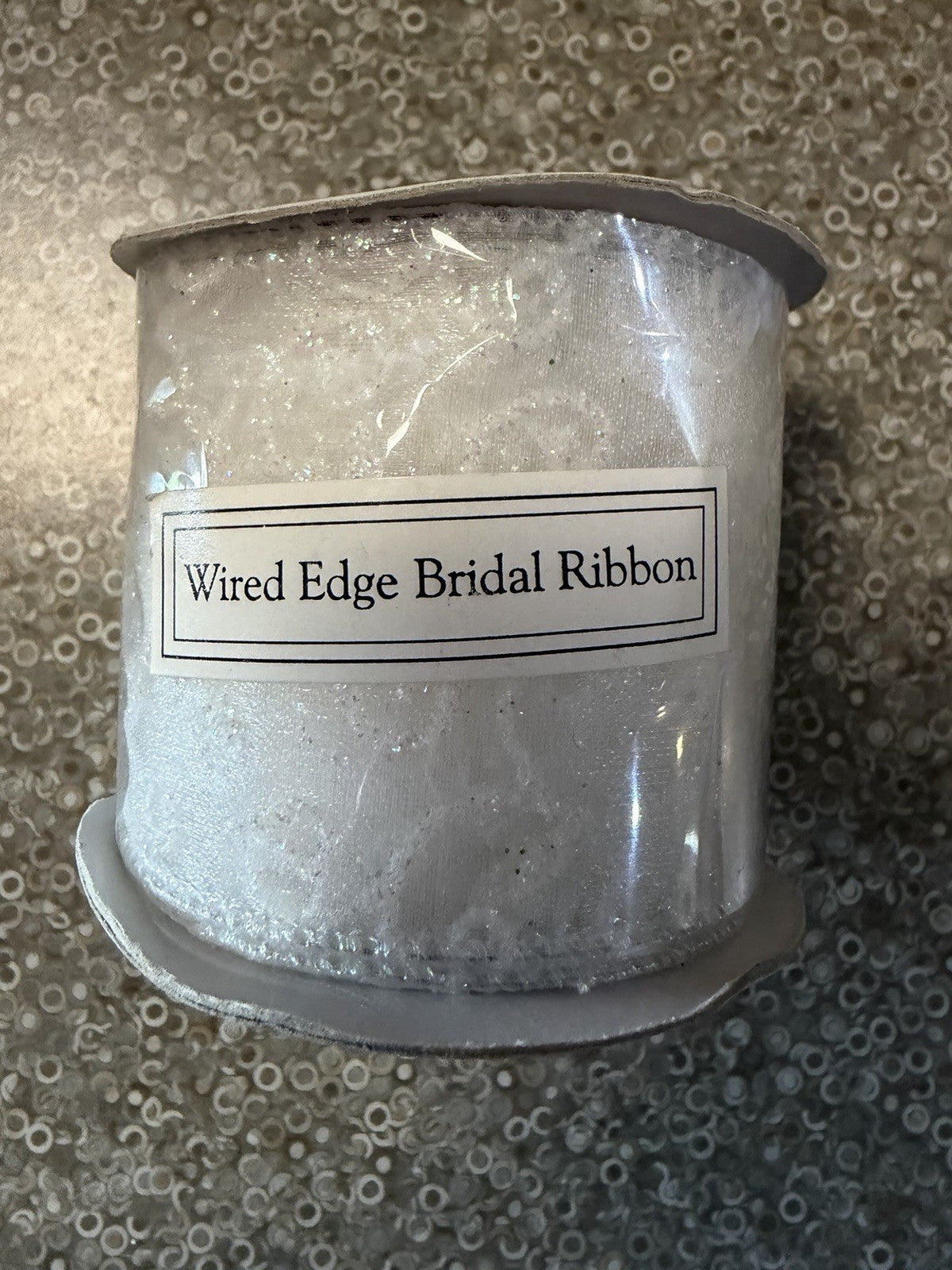 Bridal Ribbon Wire Edge White Sparkle 15 Feet