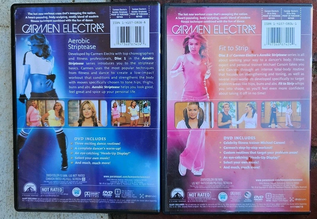 Carmen Electra's Aerobic Striptease + Fit To Strip (2 DVD) New Sealed