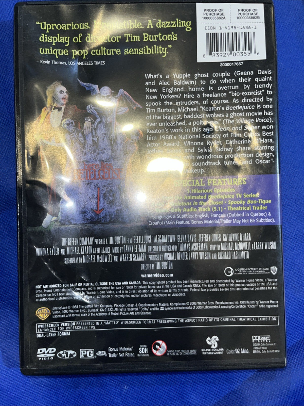 Beetlejuice (DVD, 1988)  New Case. Tested. Resealed
