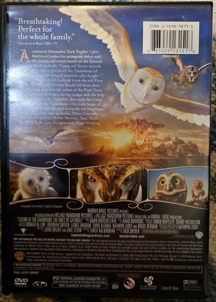 Legend of the Guardians: The Owls of GaHoole (DVD) Tested. New Case. Resealed