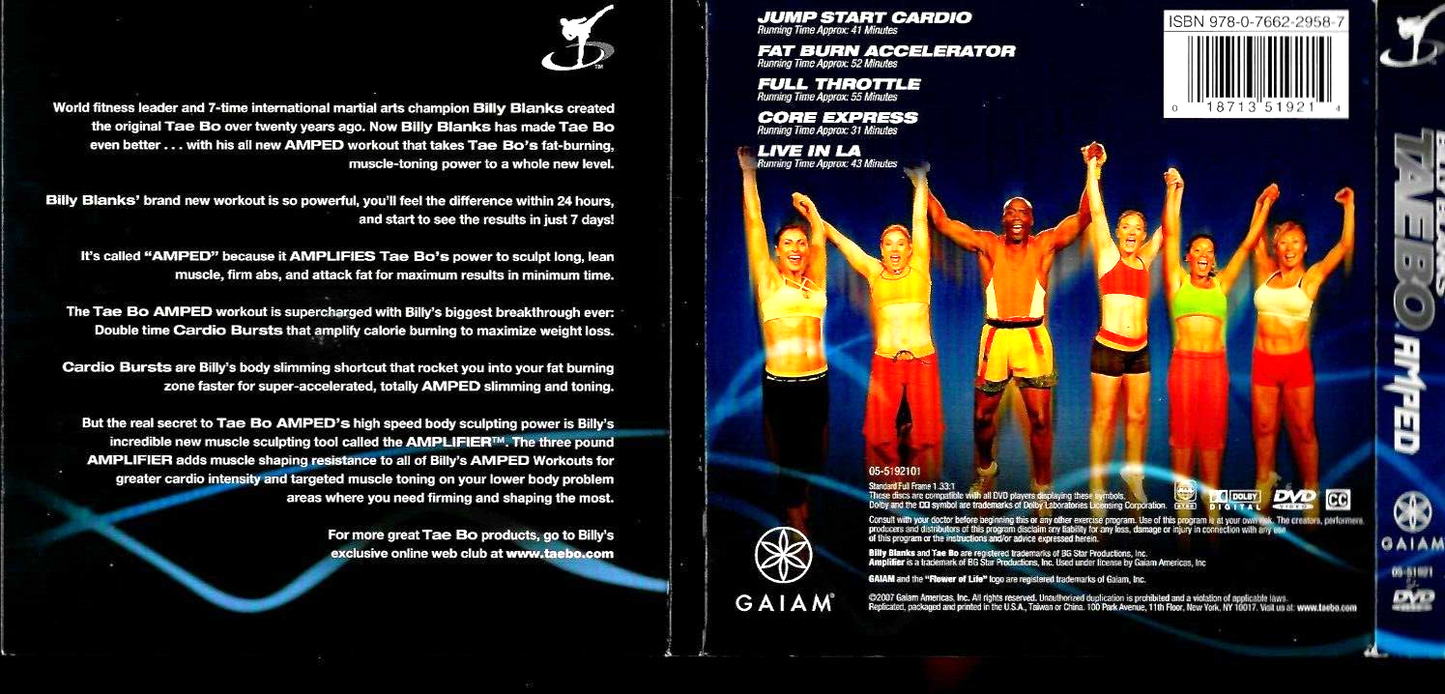 Billy Blanks TAE BO Amped 5 Full-Length Workouts (DVD, 2007)