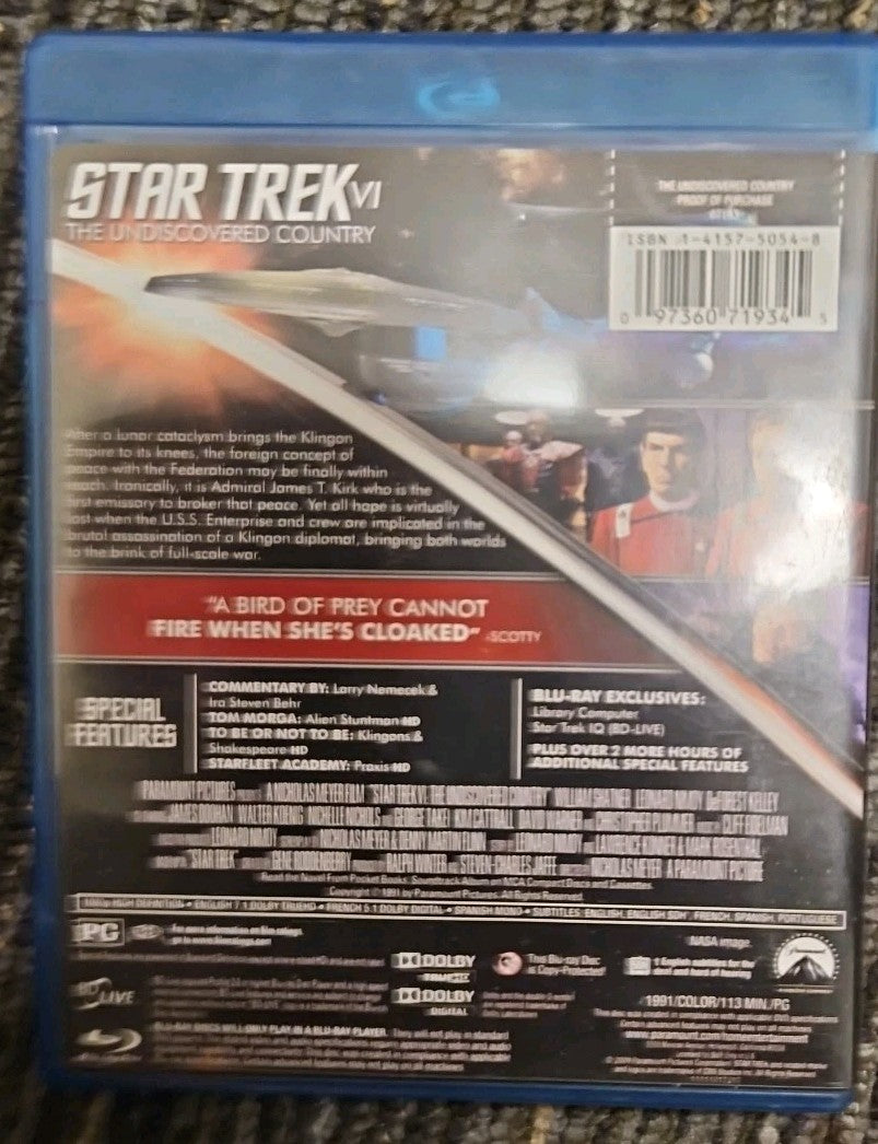 Star Trek VI: The Undiscovered Country (Blu-ray, 1991) brand new sealed