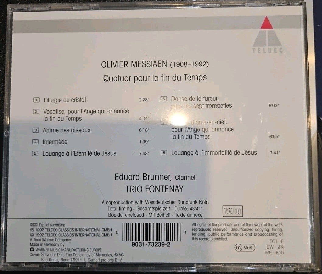 Olivier Messiaen: Quatuor pour la Fin du Temps Brunner Fontenay Teldec CD 