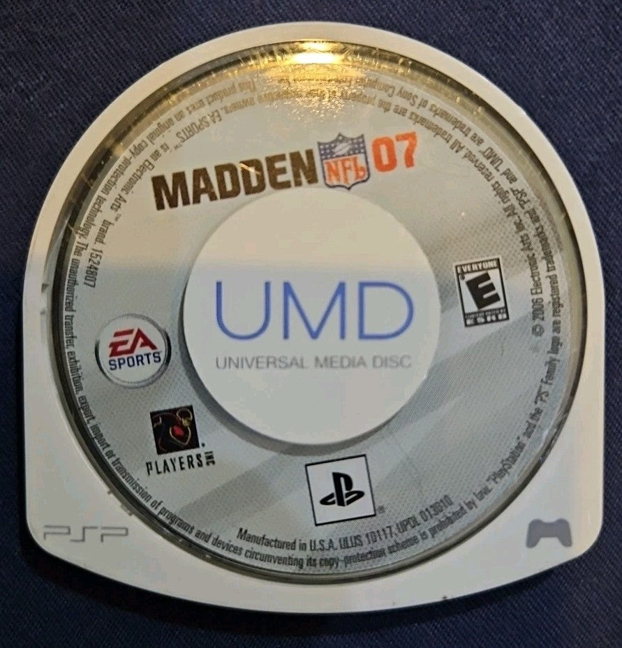 Madden NFL 07 (Sony PSP, 2006) Disc Only. No Box. No Case. No Manual. Tested