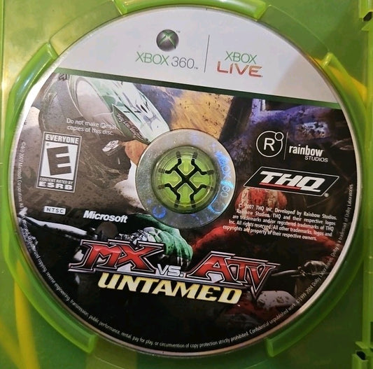 MX Vs. ATV Untamed - Xbox 360. No Artwork. No Manual. Disc Only. New Case