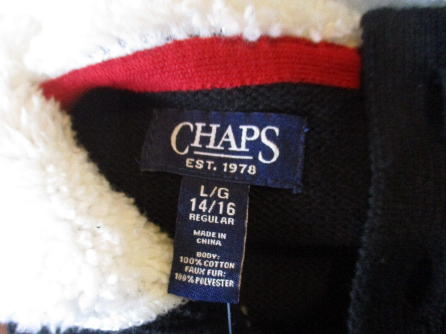 NWT Chaps Boy Youth Sweater Black White Large 14/16