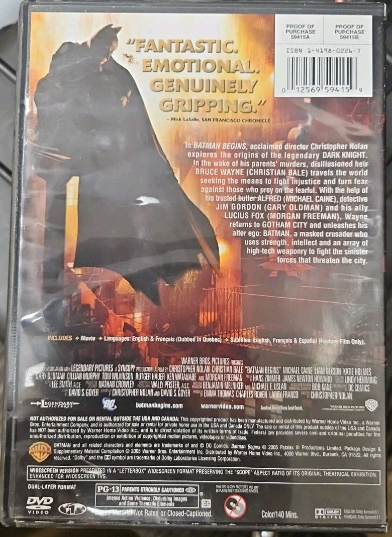 Batman Begins (DVD, 2005) New Sealed