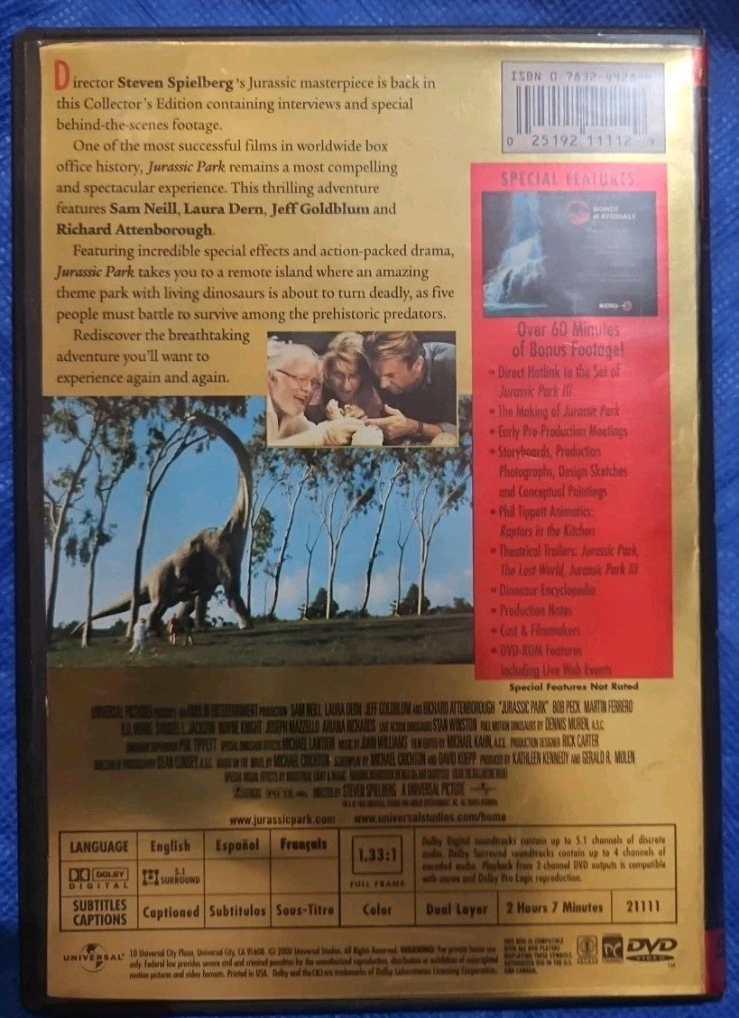 Jurassic Park (DVD, 2000, Collectors Edition Full Frame)