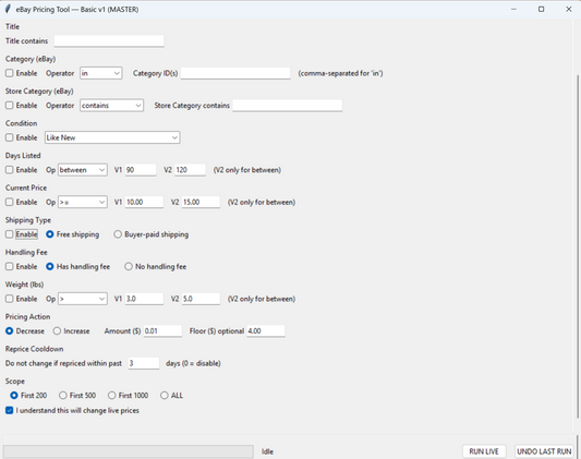 eBay Pricing Tool (Windows) – Bulk Repricing Utility for Sellers (DVD)