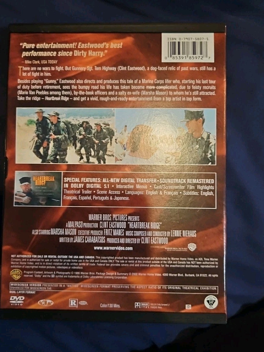 Heartbreak Ridge (DVD, 1986)