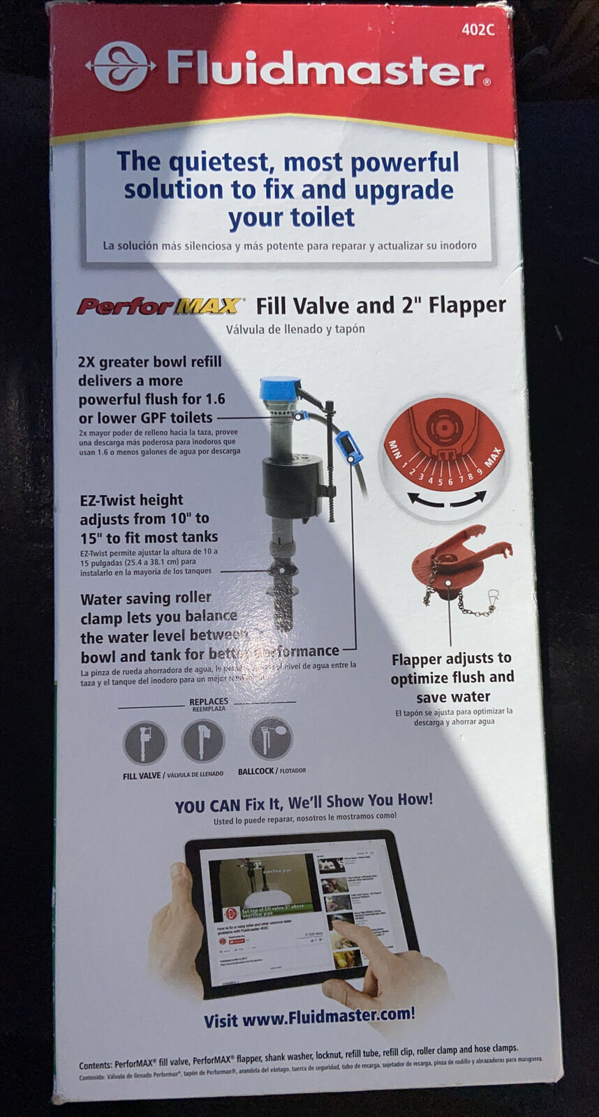 Fluidmaster Universal PerforMAX Toilet Fill Valve & 2" Flapper