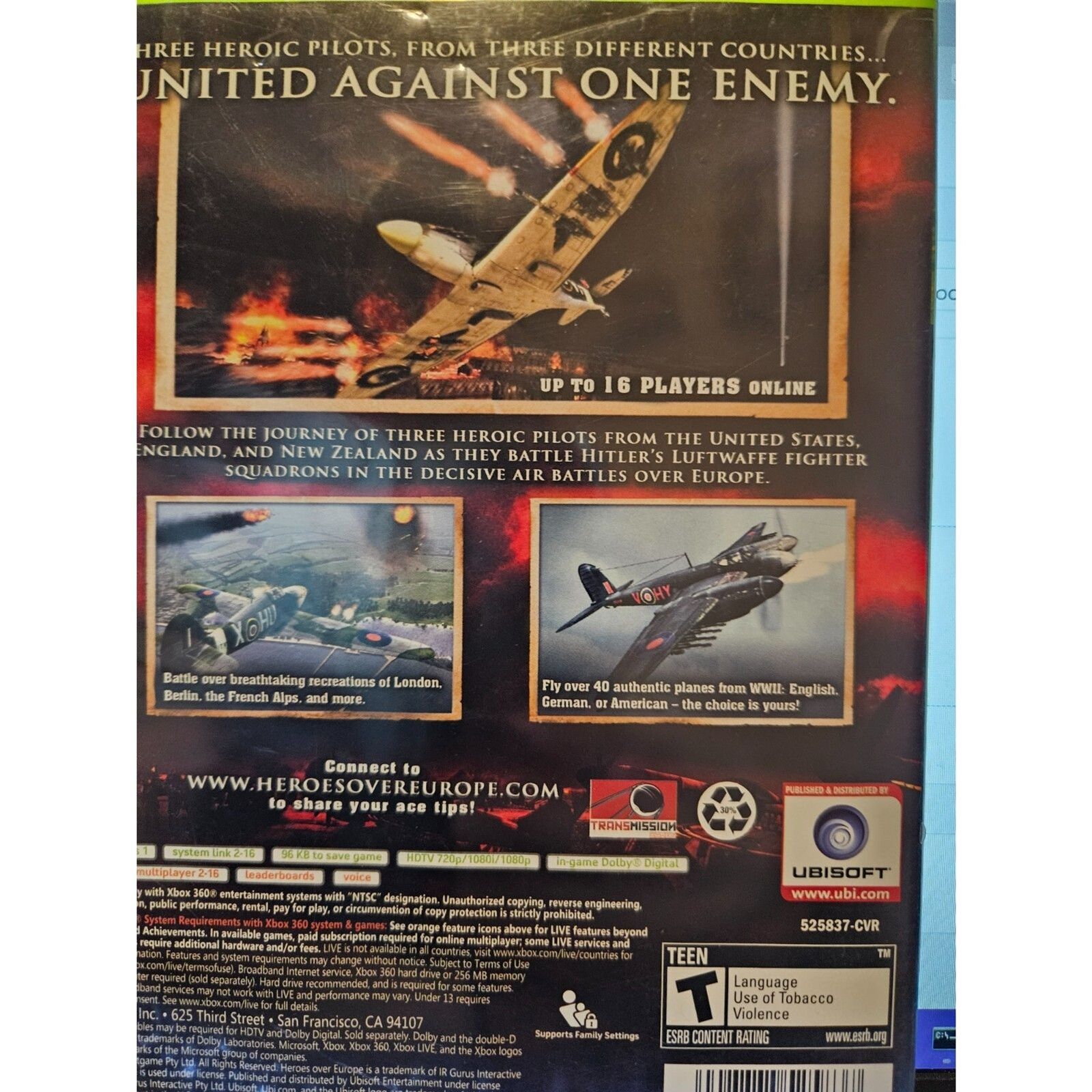 Heroes Over Europe - XBOX 360 - Tested. New Case