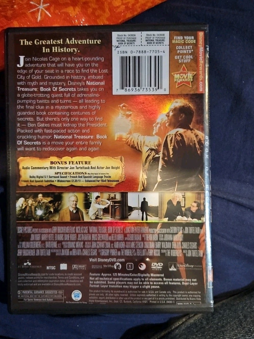 National Treasure 2: Book of Secrets (DVD, 2007) Thin Case. Cropped Artwork