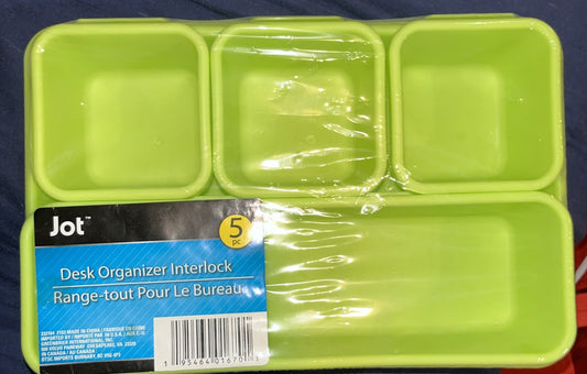 NEW by JOT, DESK ORGANIZER INTERLOCK 5 PIECES PLASTIC