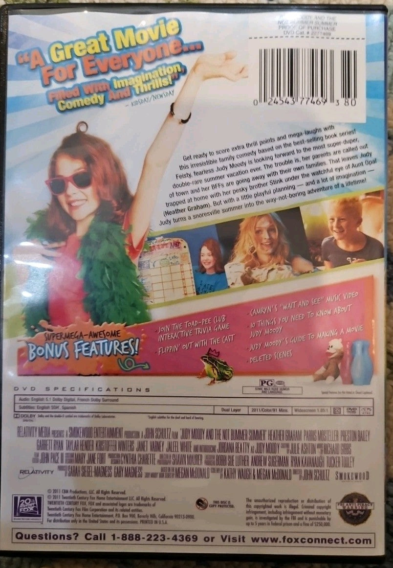 Judy Moody and the Not Bummer Summer (DVD, 2011) New Sealed