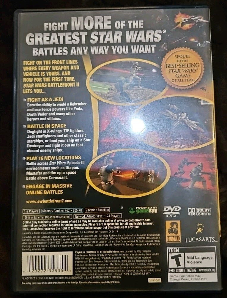 Star Wars Battlefront 2 - Sony PlayStation 2. No Game. Case. Artwork. Manual
