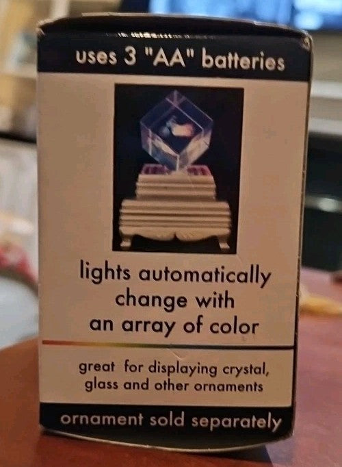 Color Changing Light Up Crystal Glass Ornament Display Stand Silver