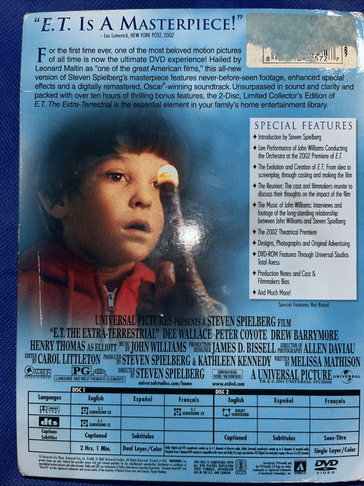 E.T. The Extra-Terrestrial (DVD, 2002, 2-Disc Limited. Tested