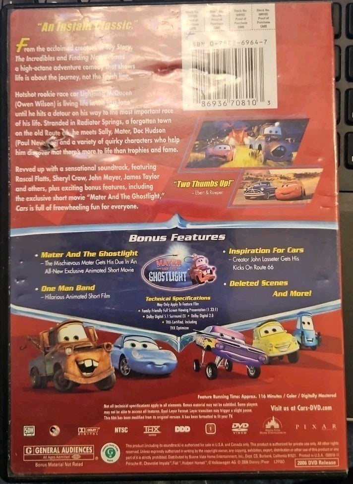 Cars (DVD, 2006) Tested. New Case