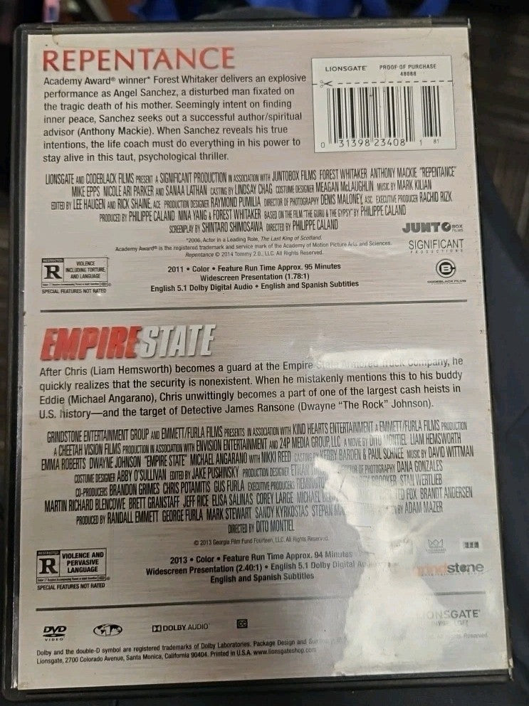Repentance / Empire State - Double Feature (DVD, 2015) USA New