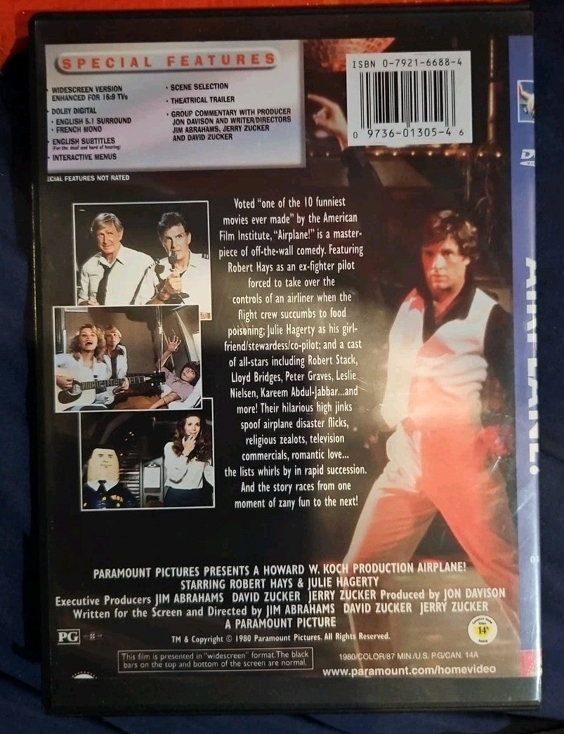 Airplane (DVD, 1980) Thin. Case. Cropped Artwork