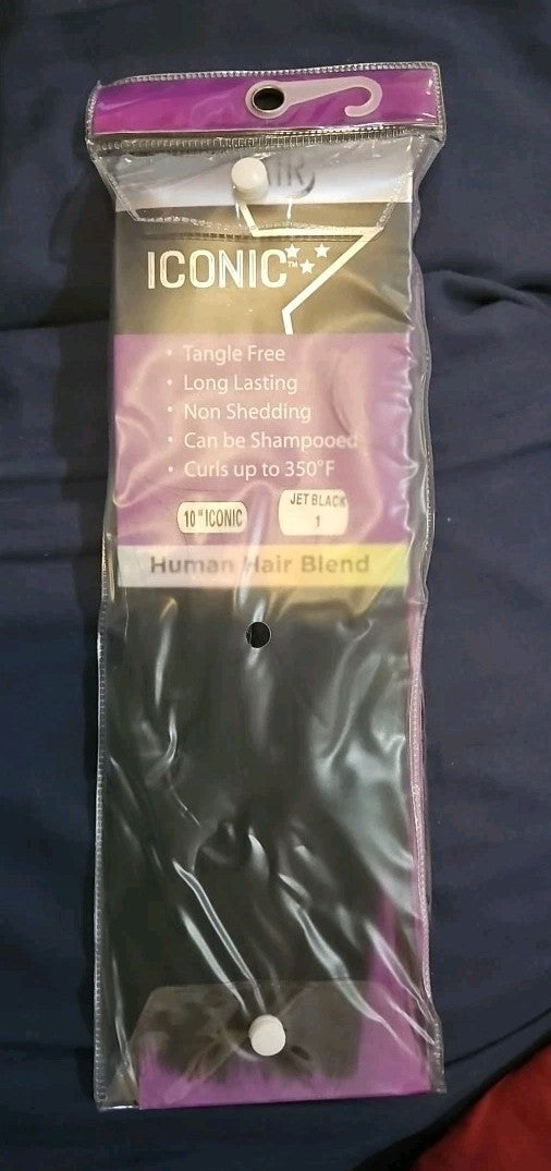 My Hair ICONIC 10" Human Hair Blend In JER BLACK NEW - 1 Pack