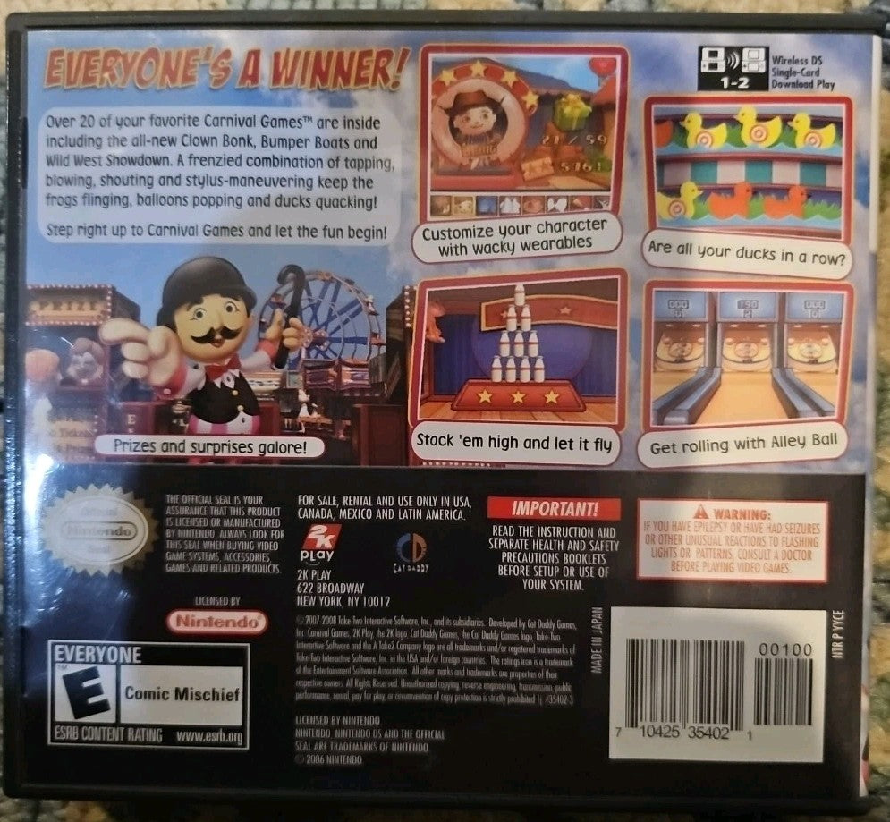 Carnival Games - Nintendo DS. No Game. Case + Artwork + Manual ONLY