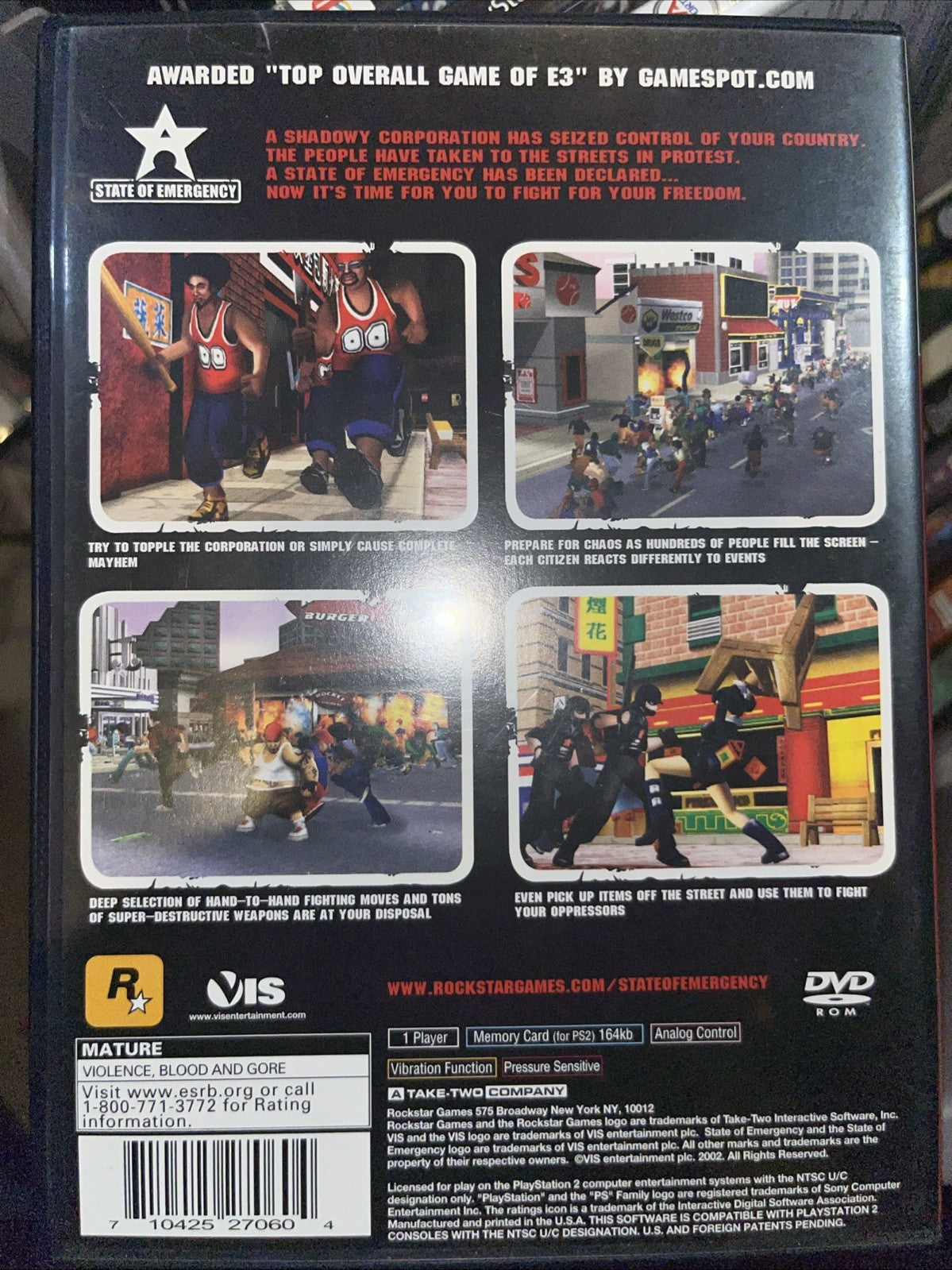 State of Emergency Greatest Hits (Sony PlayStation 2, 2003) Tested.