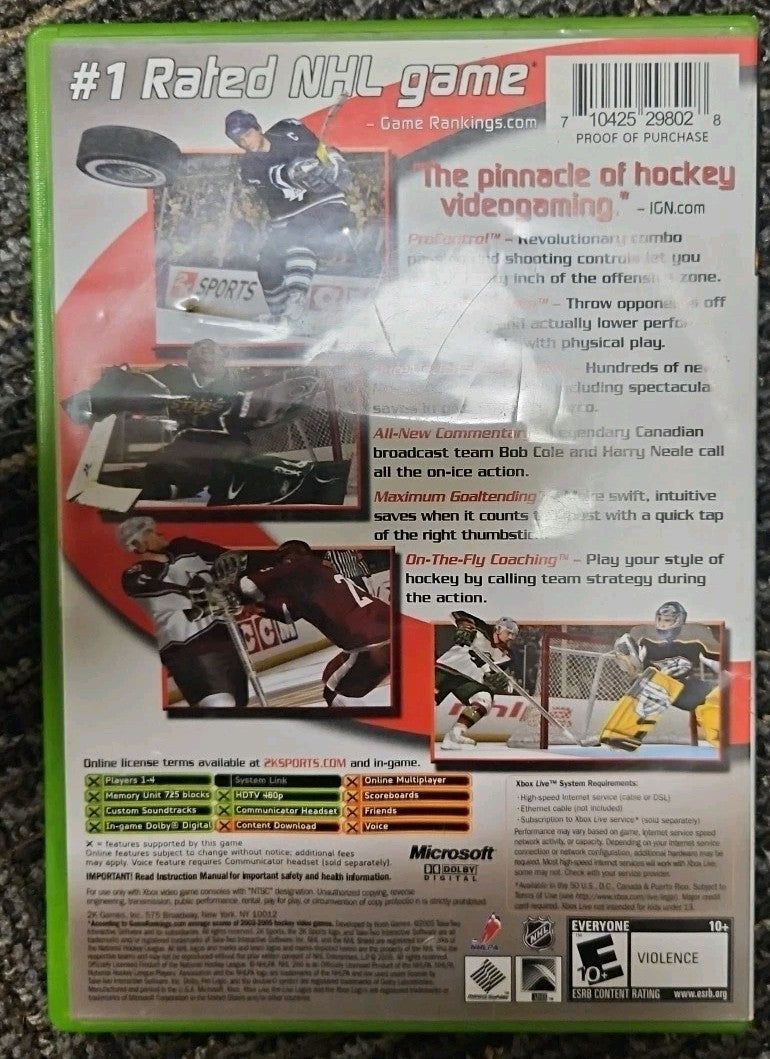 NHL 2K6 (Xbox) Tested. No Scratches. New Case