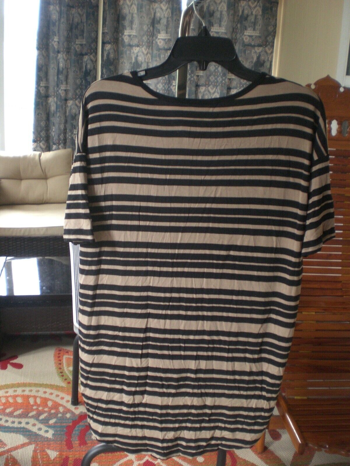 LuLaRoe Tan and Black Stripe Irma Shirt Top Blouse Tunic XXS