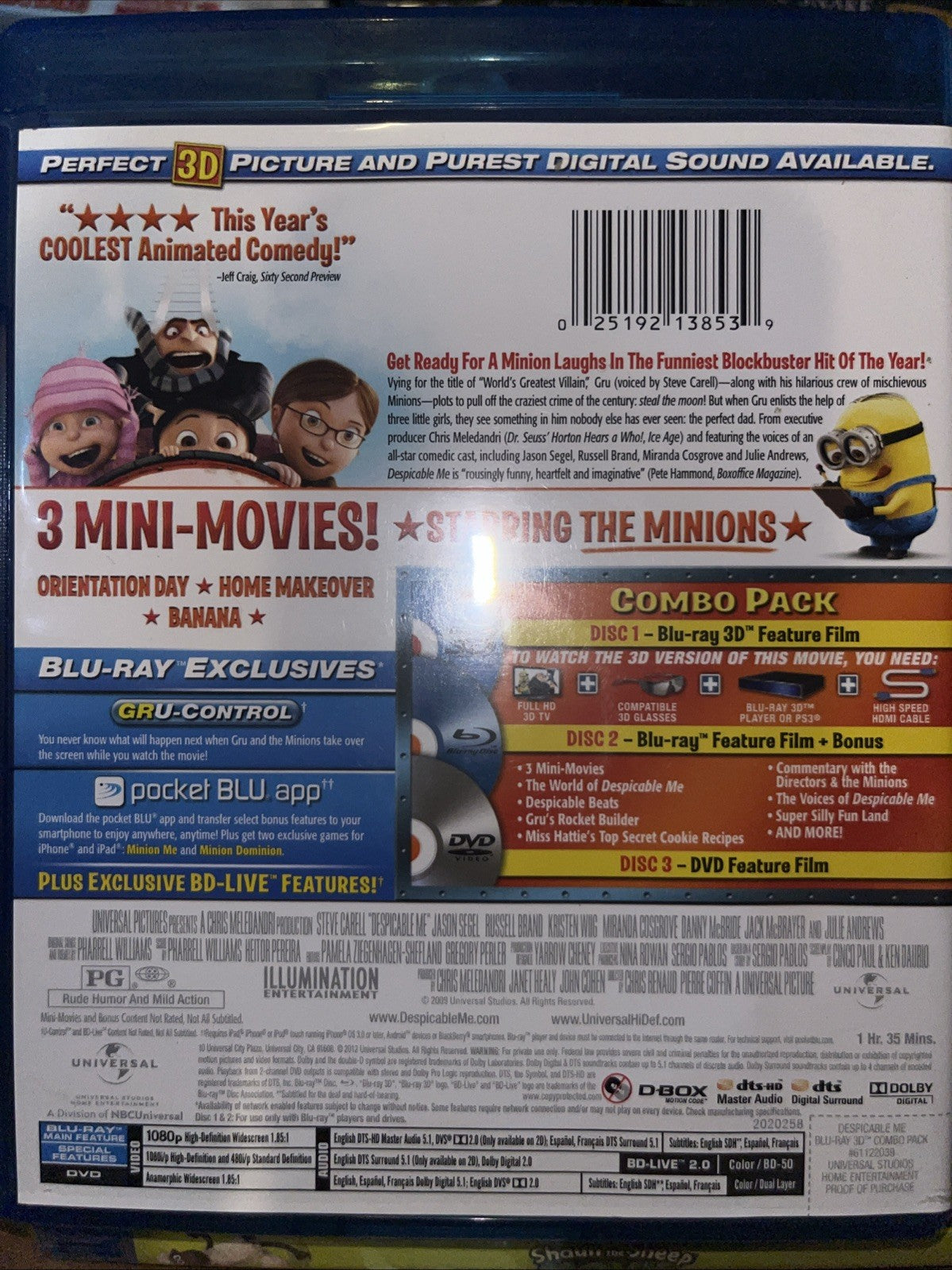Despicable Me (Blu-ray 3D, 2010) Tested.