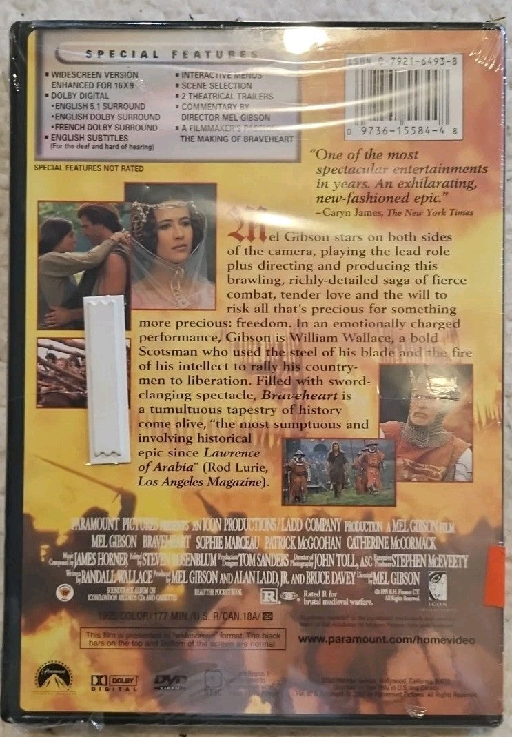 Braveheart (DVD, 2000, Sensormatic - Widescreen) Brand new sealed.