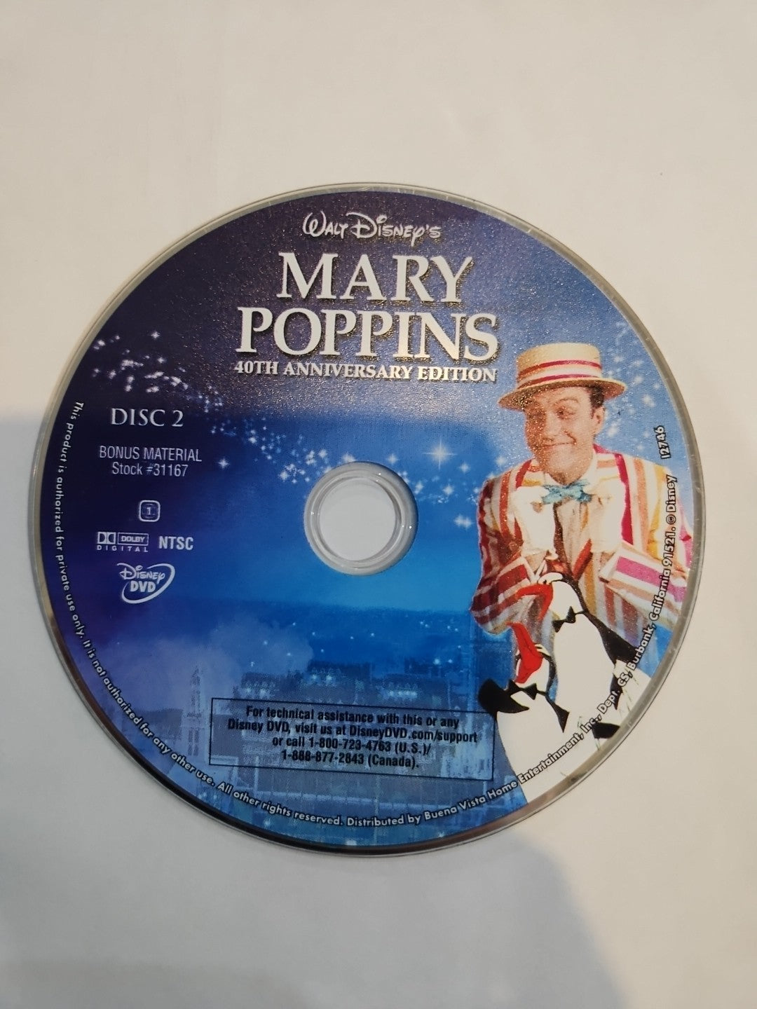Mary Poppins 40th Anniversary Edition (DVD) DISC 2 Bonus Material ONLY. TESTED