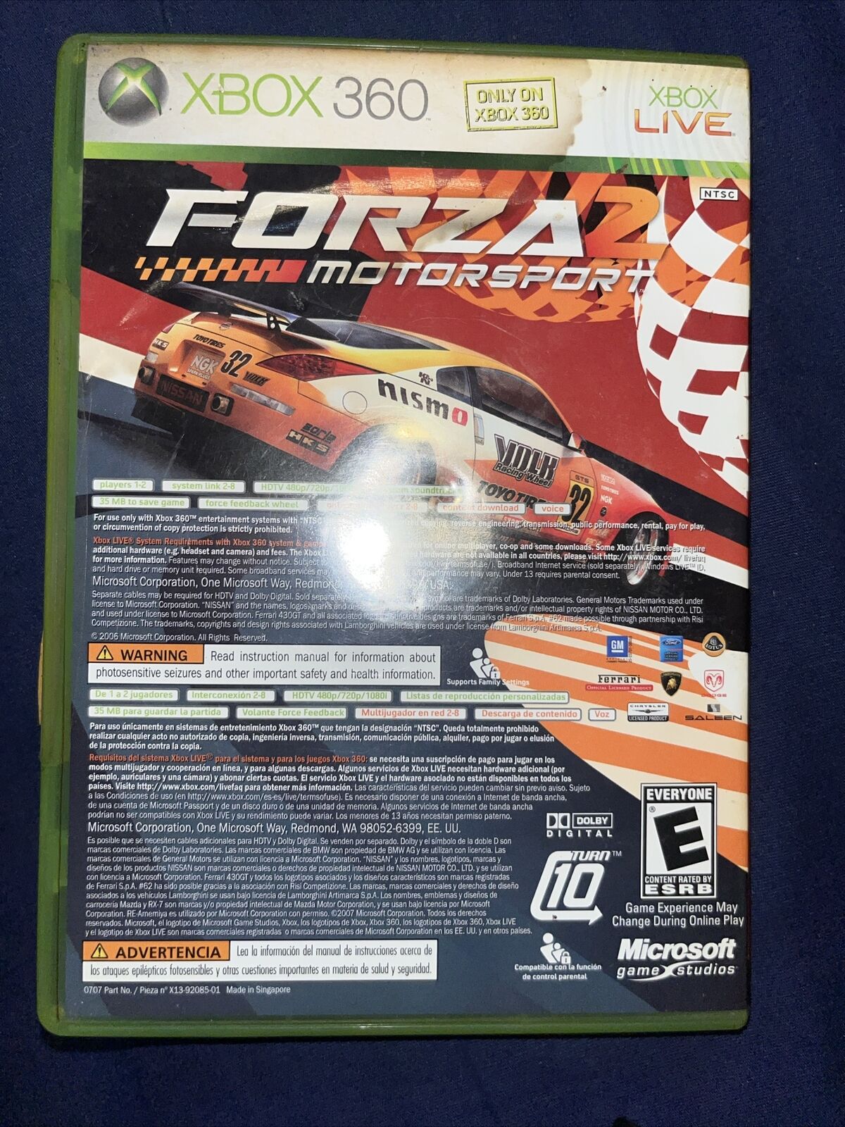 Marvel: Ultimate Alliance/Forza Motorsport 2 (Xbox 360) Stained Cover Art.