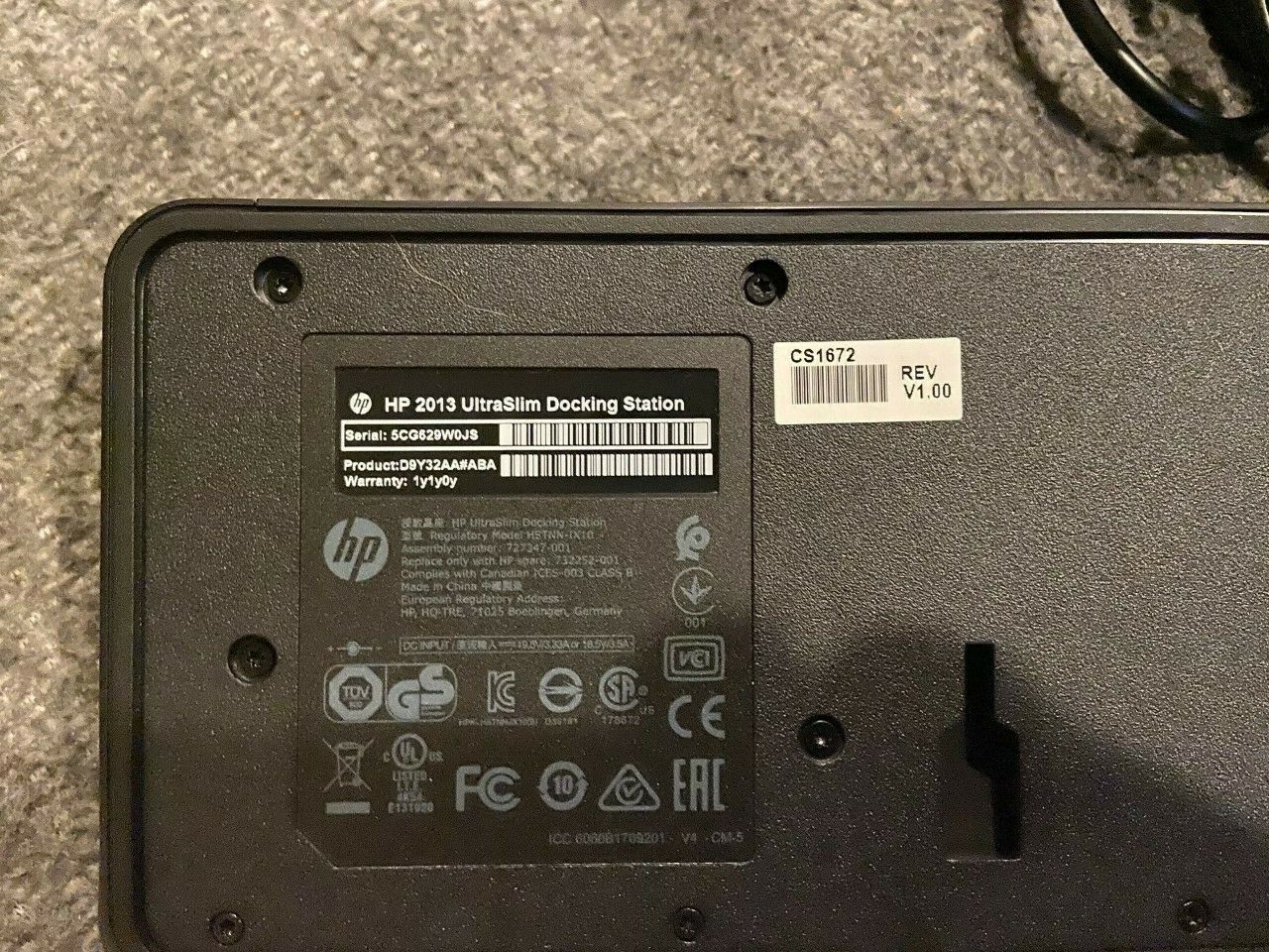 HP D9Y32AA 2013  UltraSlim Docking Station with Power Supply - Used - Works