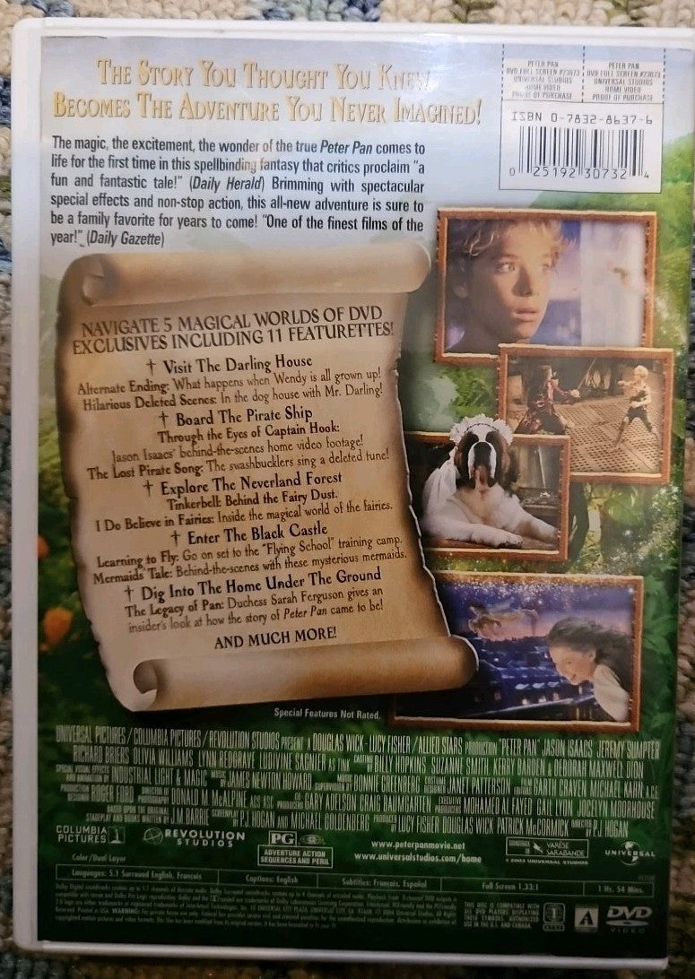 Peter Pan (DVD, 2004, Full Frame Edition) Sealed