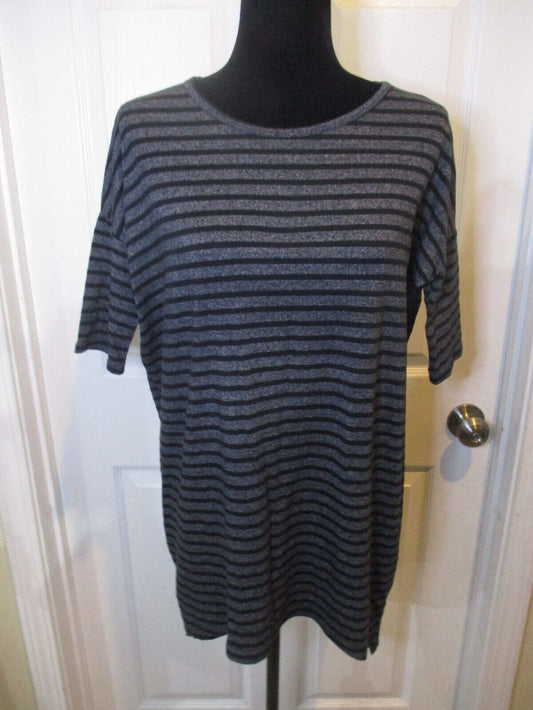 LuLaRoe Irma Heathered Gray and Black Stripe Tunic XXS NWOT